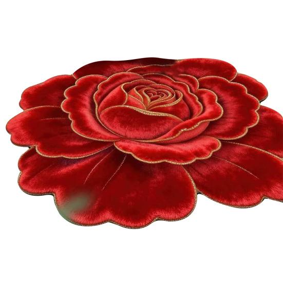 Floral Plush Floor Mat 3D Flower Optical Illusion Rugs Non-Slip Water-Absorbent Bath Mat for Bathroom Bedroom Entrance Vanity Area