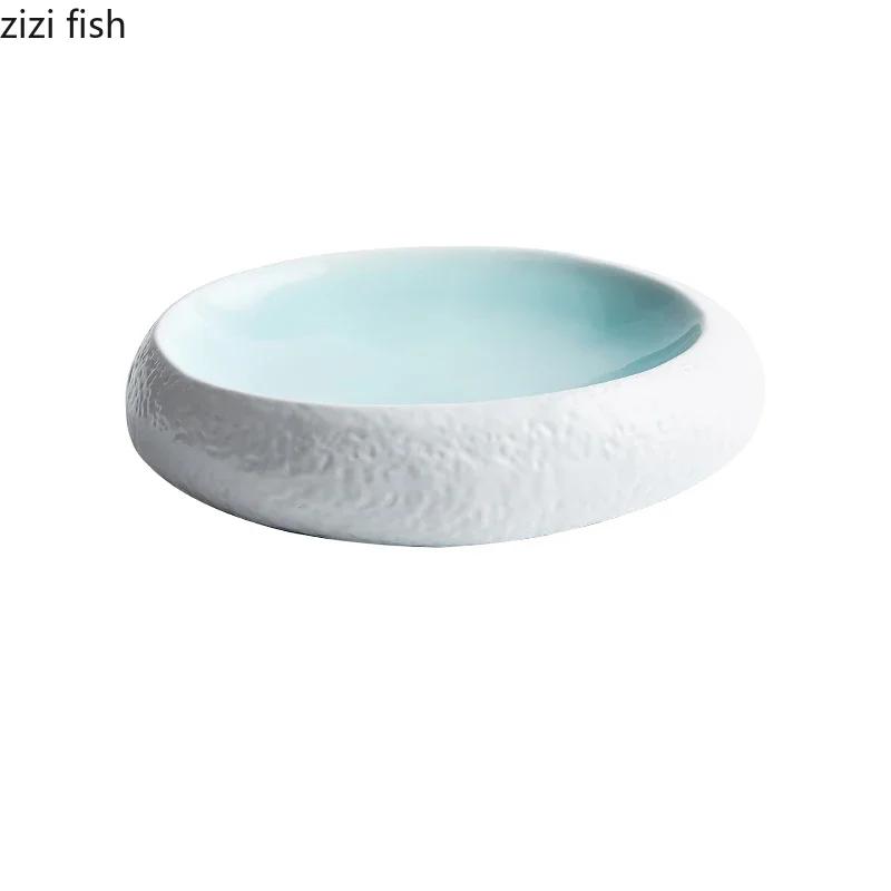 Creative Ceramic Dinner Dishes Household Oval Tableware Snack Dessert Trays Modern Hotel Restaurant Steak Plates Pasta Plates