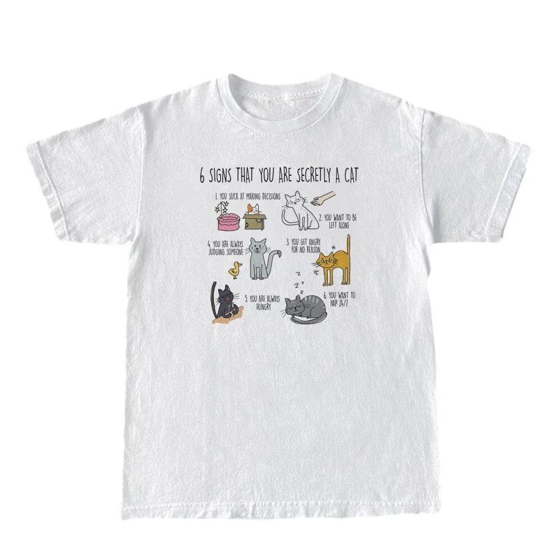 

Милые футболки с принтом мультяшного кота для женщин, свободные, с коротким рукавом, смешная футболка для любителей кошек, кавайная женская модная графическая футболка, топ XXL белый