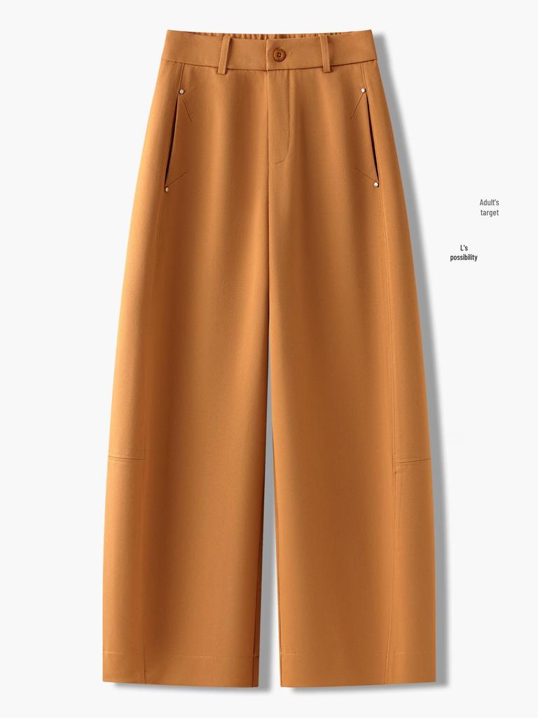 Women's Spring 2026 Nine-Tenth Length Curved Leg Wide-Leg Pants - Loose, Petite, Straight-Leg Suit Style