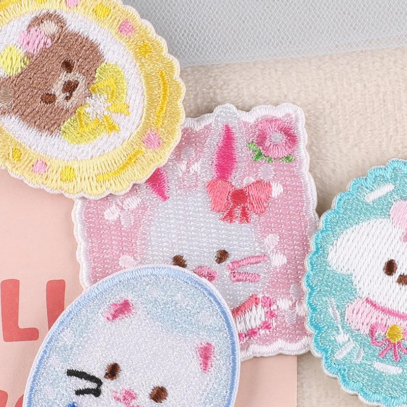 Embroidery Label Cartoon Cute Animal Badge Cloth Label Clothing Accessories Decoration Handbook DIY Self-adhesive Cloth Sticker