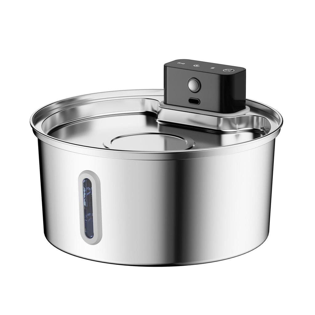 Wireless Induction Pet Water Fountain - 3.2L Infrared Stainless Steel Feeder for Cats