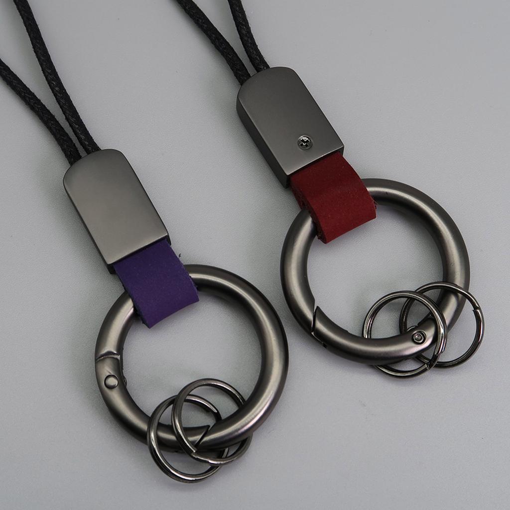 Simulated Leather Keychain With Finger Ring And Adjustable Wrist Strap Trendy Key Holder For Car Keys Organization