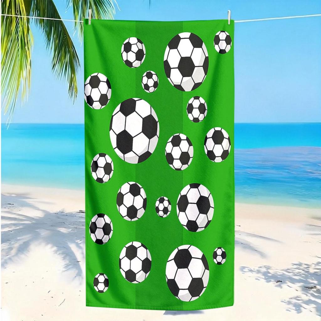 Bright Cyan White Horizontal Stripe Super Absorbent Large Beach Towel Summer Outdoor Pool Travel Soft Bath Blanket
