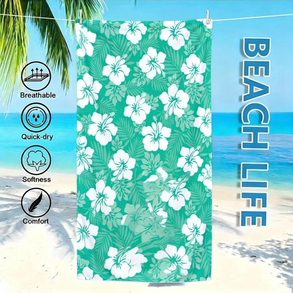 Hawaiian Floral Oversized Beach Towel Patterned Sunscreen And Windproof Suitable For Swimming Pool Camping Travel Blanket