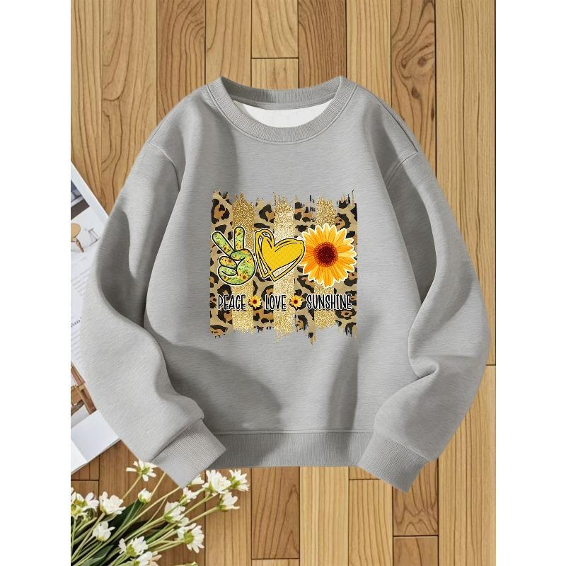 European Sizes Kids' Round Neck Hoodie Fashion Print Versatile Top