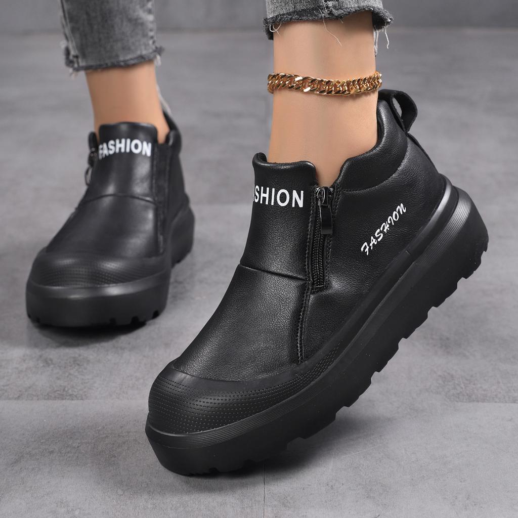 

Женская повседневная обувь, мягкая подошва, для ежедневной носки, женские короткие ботинки, ретро, мотоциклетные, на толстой подошве, рабочие ботинки 35EU/CN36 чёрный