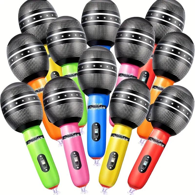 Inflatable Microphone Toy for Kids 0-3, Musical Instrument Prop for Parties