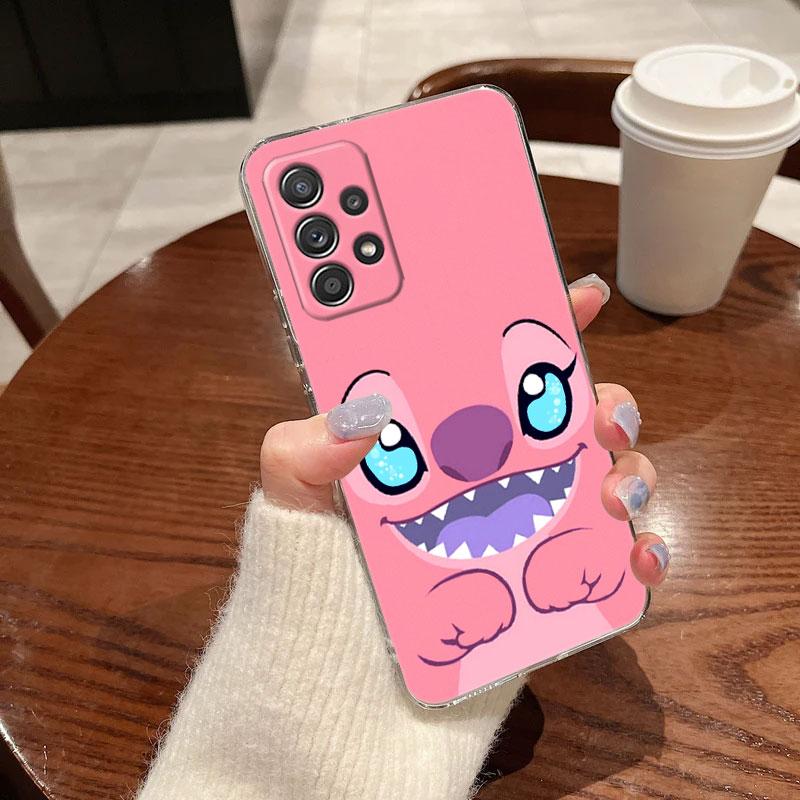 Klare Hülle für Samsung Galaxy A57 A37 A56 A36 A55 A54 A35 A26 A07 A17 A16 A06 A34 A15 Hülle Blau Pink Engel Lilo-Stitch Cartoon