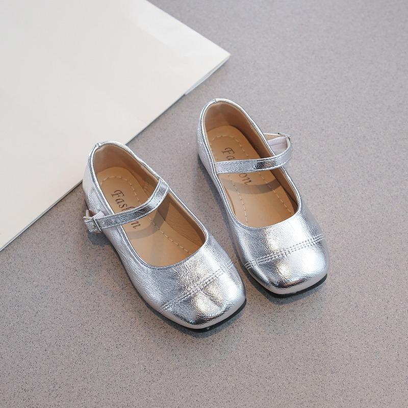 

Girls Soft Flats Silver Black Color Narrow Kids Mary Janes Square Toes Comfortable Children School Party Wedding Shoes 26-37 New 36