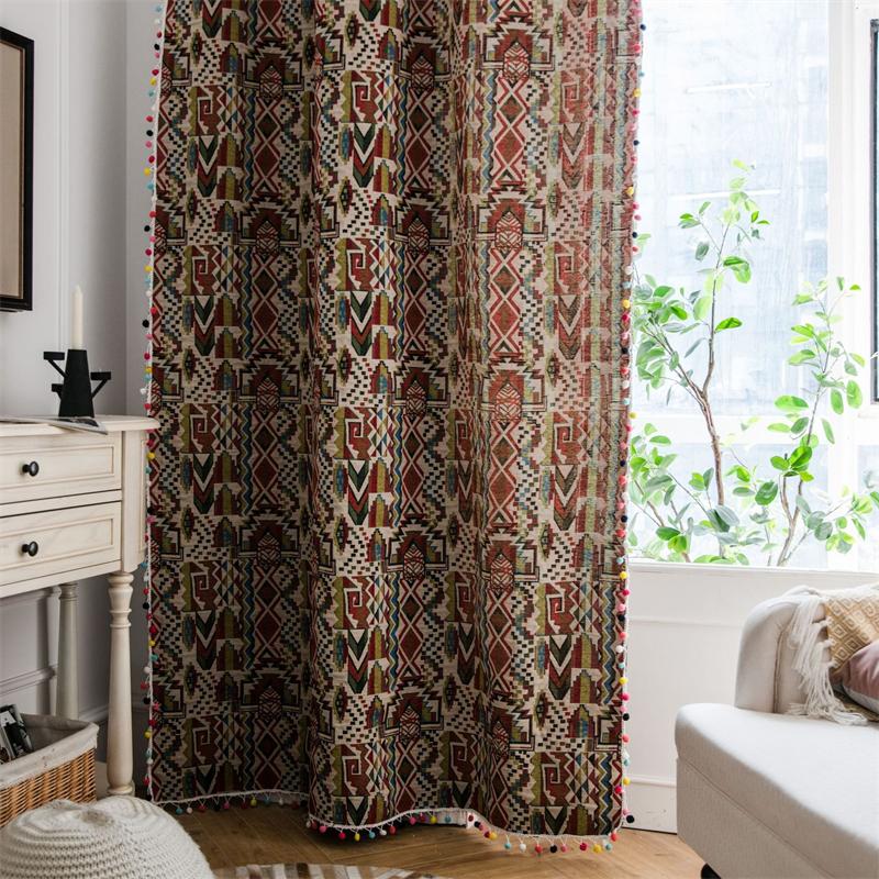 Luxury Handloom Jacquard Curtains - Certified OEKO-TEX Boho Geometric Drapes for Chef's Kitchens & Bay Window Retreats