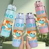 1PC Nope Mask Cartoon Graphic 750ml Color Plastic Sports Water Bottle Leakproof Flip Straw Lid Suitable for Sports Office Home Use