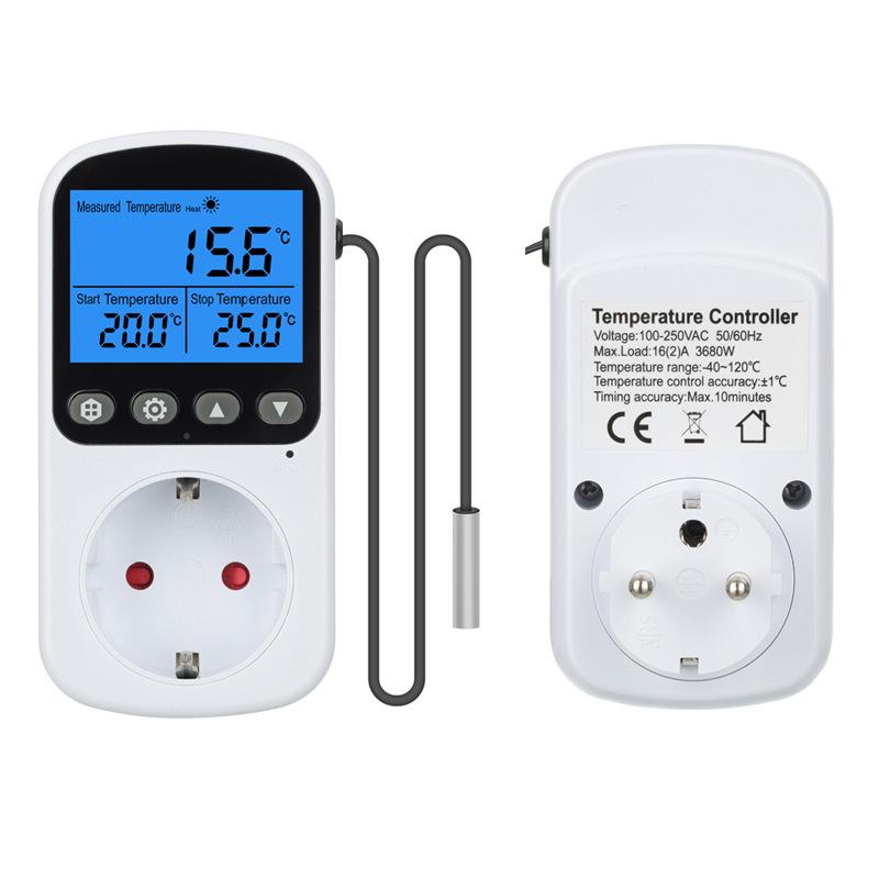 EU Outlet Plug Digital Thermostat Socket Temperature Controller Timer Switch Accuracy Cooling Heating Regulator Thermometer