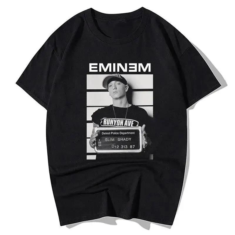 2025 Sommer Rapper Eminem Grafikbedrucktes T-Shirt Herren Retro Reine Baumwolle HipHop Mode Lässig Locker geschnittenes T-Shirt Damen