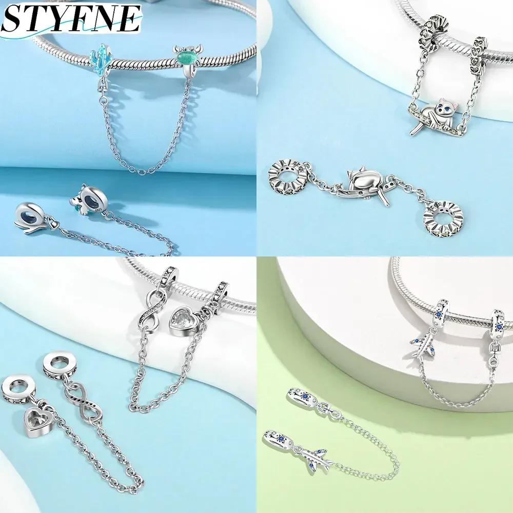 Newcopperclassical Cross Flower Type Musical Note Butterfly Safety Chain For Women Bead Diy Bracelet Jewelry Gift
