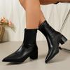 pointed short boots women's rear zipper temperament bare boots thick heel autumn and winter new French leather boots high heel thin boots