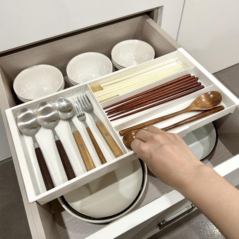 Silverware Drawer Organizer Expandable Cutlery Organizer Utensil Tray for Kitchen Adjustable Flatware Tray Cutlery Holder