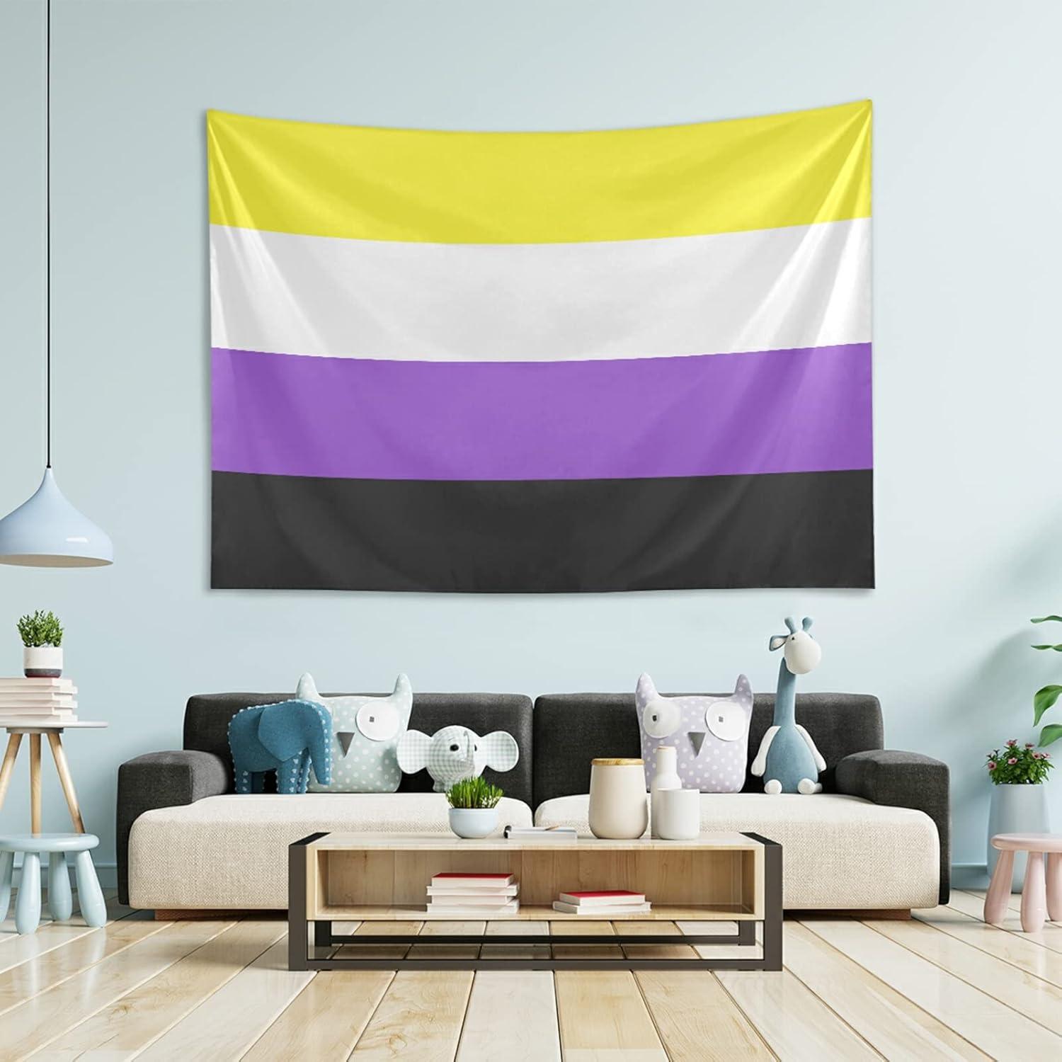 

Tapestry hjjkllp wall non-binary pride flag 75x100 чорний