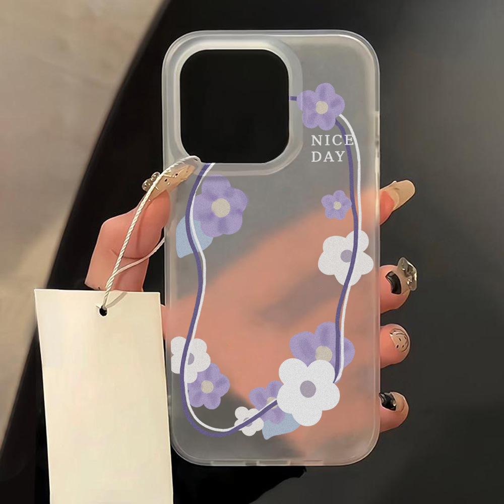 Applicable To iPhone17ProMax Small Fresh Purple Flower Vine Apple 17 Matte Mobile Phone Case 16/15 Anti-drop 14