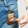 Retro Genuine Leather Simplicity Keys Coins Holder Zipper Pouches Bluetooth Earphone Storage Small Hanging Bags
