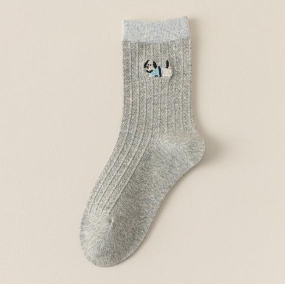 

Женские хлопковые носки до середины икры с вышивкой щенка - Устойчивые к запаху, Не скатывающиеся, Мультяшный стиль колор-блок для весны/осени One Size High Quality Value