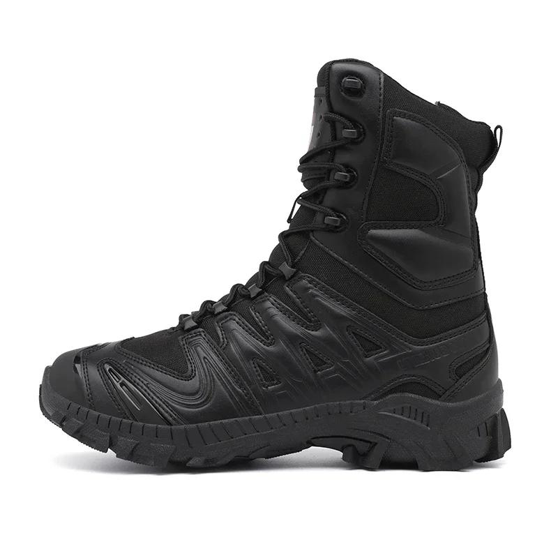 High-top Men Shoes Outdoor Lace-up Thick-soled Durable Combat Sports Boots Anti-slip Casual Hiking Shoes