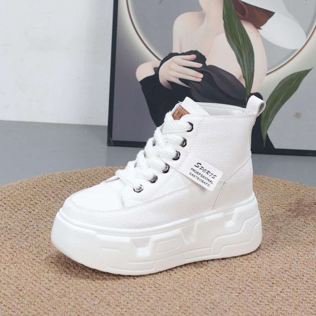 Mode 8CM Plateau Keilabsatz Sneaker Klobige Schuhe Echtes Leder für Damen Sommerschuhe Herbst Walking Sneaker Mode