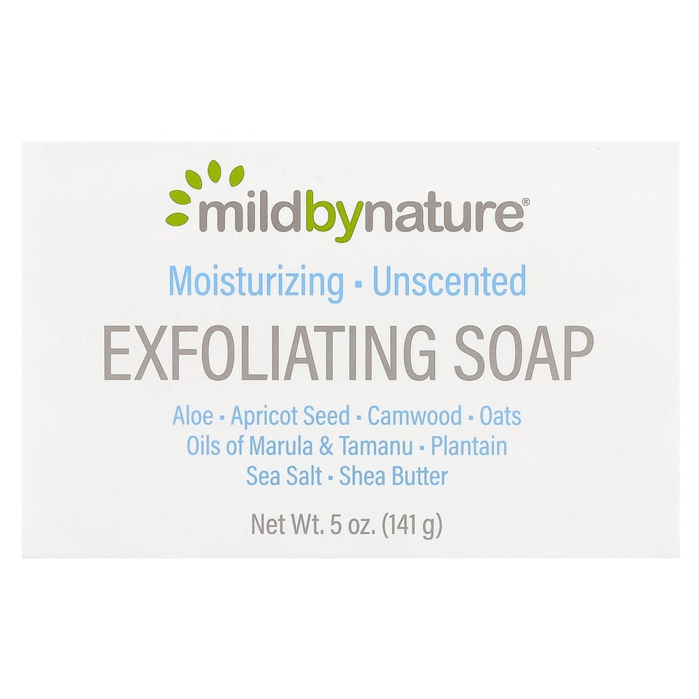 iHerb Mild By Nature Exfoliating Bar Soap with Marula & Tamanu Oils + Shea Butter, Unscented, 141g (5oz)