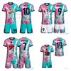 CMTXSummer Nouvelle Étoile du Football Hommes et Femmes Adultes/Enfants T-shirt Short Survêtement Grande Taille Lâche3D Séchage Rapide Ensemble Décontracté