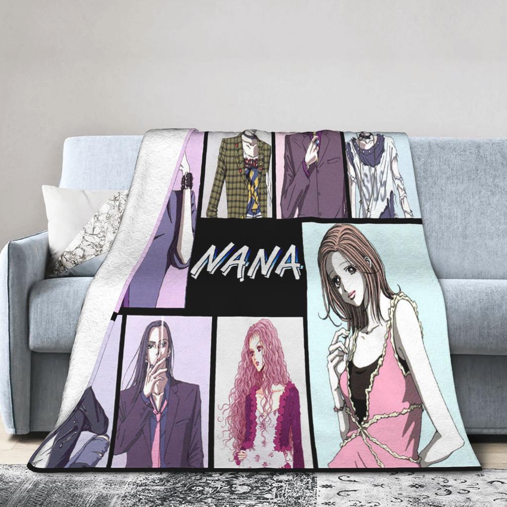 Nana Osaki Knitted Blankets Flannel Classic Anime Manga Super Soft Throw Blanket for Airplane Travel Bedspread
