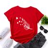 Cotton T-Shirt Short Sleeve Round Neck Women 2d Print Tops