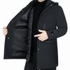 Down Jacket Men's Mid-length Winter Coat Men's Fitted Cotton-padded Jacket with Thick Coat Made of Goose Down