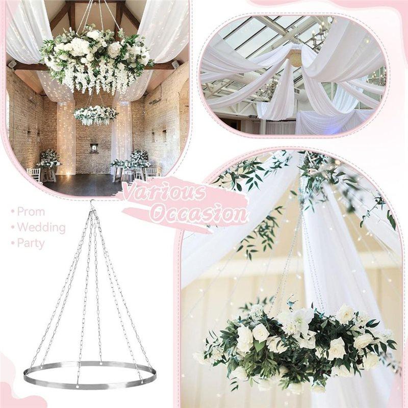 CYCLI-Ceiling Drapes 12 Inch Round Canopy Hoop Hanging Kit For Wedding And Gazebo Decor