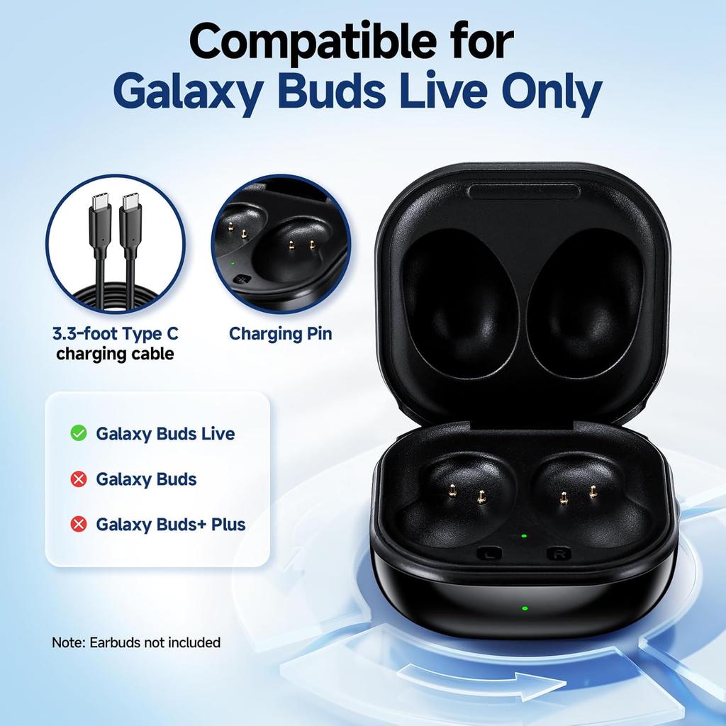 Earbuds Charging Case for Galaxy Buds Live R180, Replacement Charger USB Charging Case Dock. Black