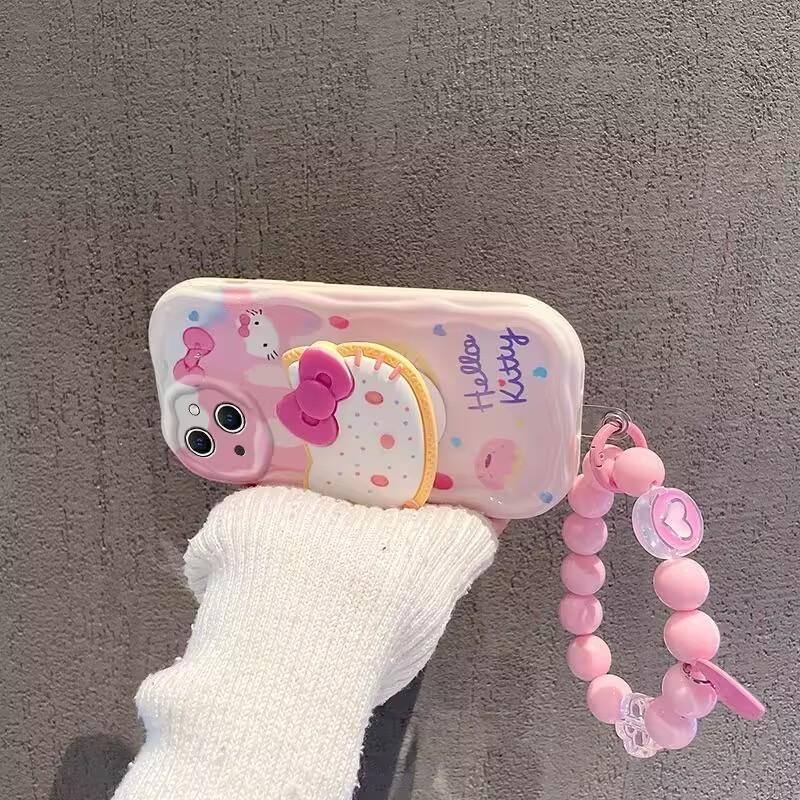Cartoon Pink Hello Kitty Bracket Casing For Motorola MOTO Edge 50 Fusion Ultra Pro G84 G75 G60 G53 G52 G35 G05 G34 G30 5G Case