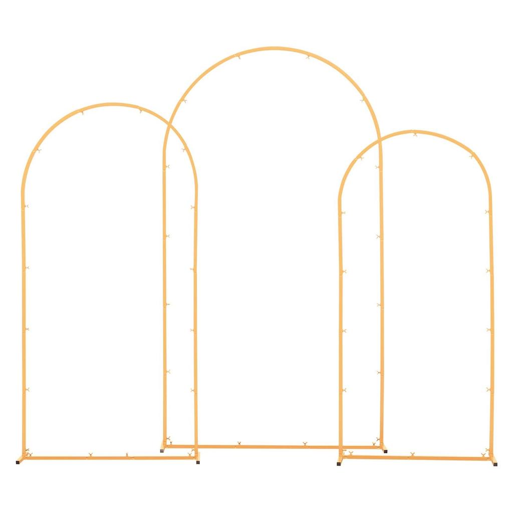 Arch Backdrop Stand, Set of 3, 2.2/2/1.8 m , Stable Structure, Easy Assembly, Gold Metal Arch Backdrop Stand for Wedding, Birthday Party, Graduation,