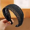 Korean Vintage Lace Hair Hoop Hollow Elegant Lace Hairband Head Wrap Hair Accessories Anti Slip Women's Wide Headband Wash Face