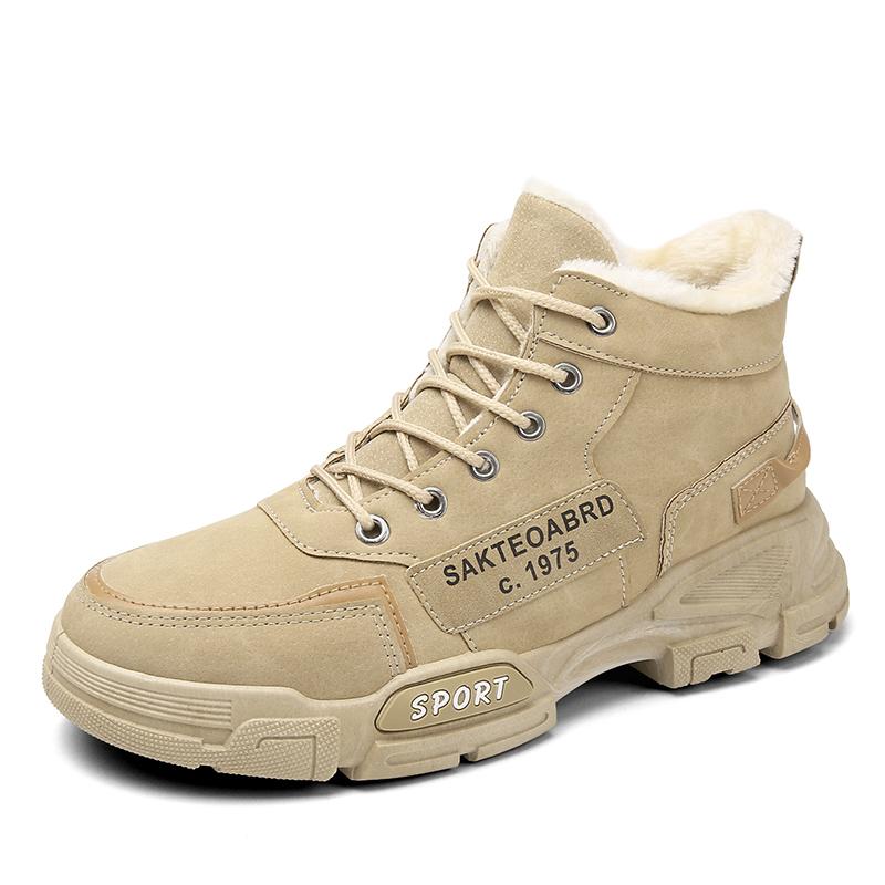 Зимние зимние ботинки для мужчин и женщин, сохраняющие тепло, хлопковая обувь, уличная походная обувь, плюшевые теплые высокие ботильоны, мужские кроссовки 44 хаки