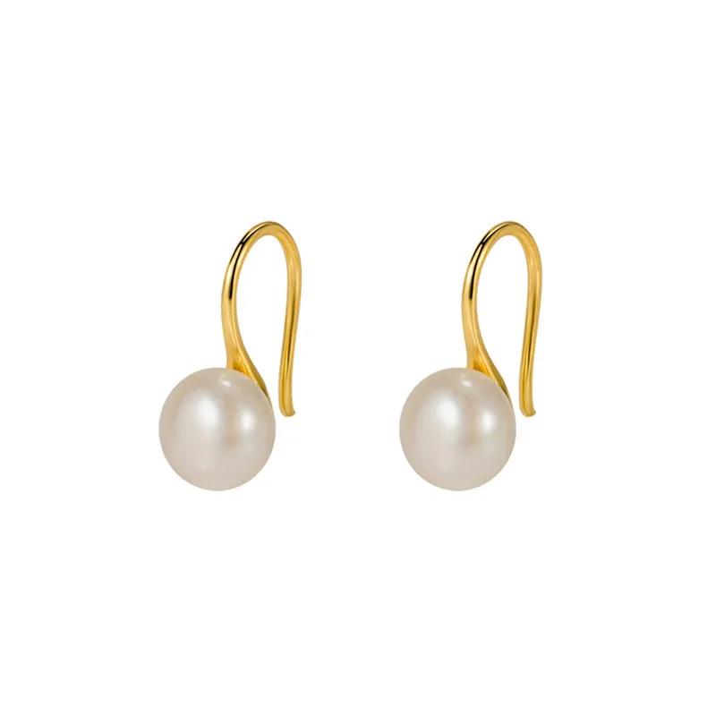 Baroque Freshwater Pearl Geometric Drop Earrings Gold Tone Copper Wedding Party Jewelry for Women