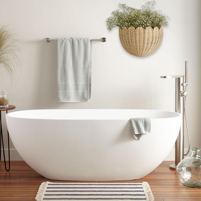 Hand-woven Rattan Wall-Mounted Basket Wicker woven Wall Basket Scalloped Storage Organizer For Room Home Decor Storage Basket