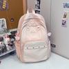 Schoolbag Sea Salt Blue Solid Color Letter Fresh Backpack Junior High School Primary School Student Party Class Travel Versatile Sweet School Bag Girl