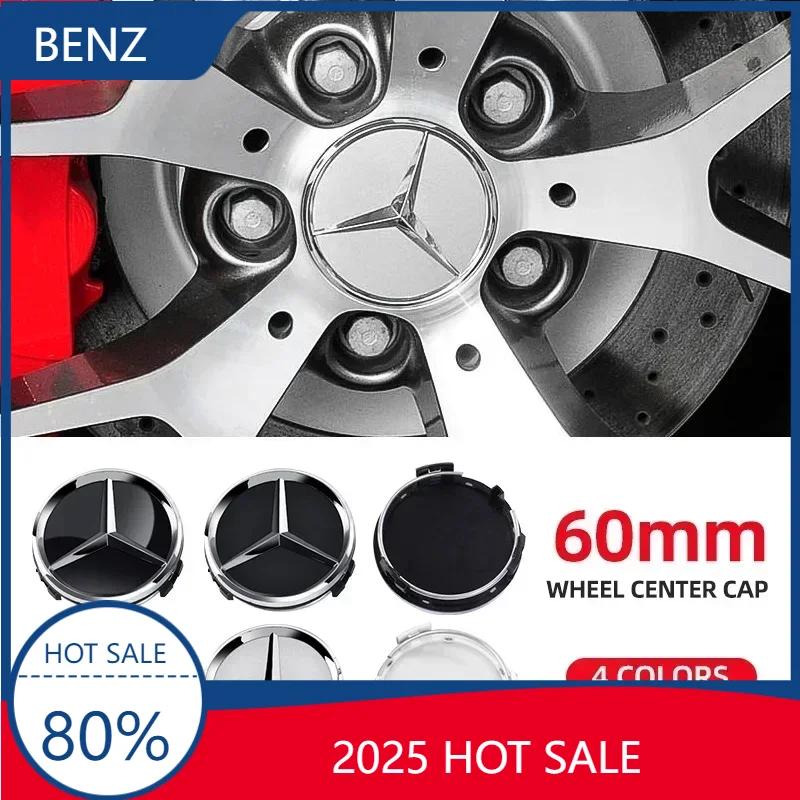 Hot 2025 For AMG W124 4pcs 60mm Car wheel Hub Cap Emblem badge for Mercedes Benz C180 E300 GLC W163 W166 W167 W204 W205 W212 W21