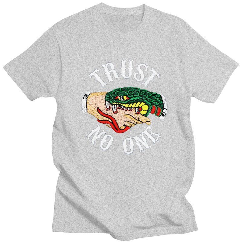 Custom Trust No One T Shirts for Men 100 Cotton Tees Tshirts ShortSleeve Fashion Tshirt