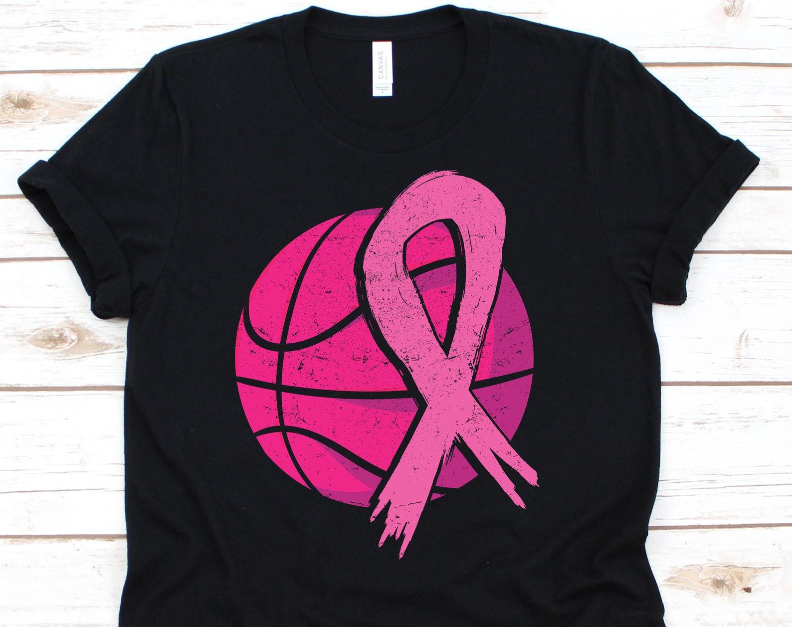 Pink Ribbon Basketball Shirt, Cancer Awareness For Breast Cancer Warrior Fighter, Pink Ribbon Tshirt For Breast Cancer Basketball Supporter S