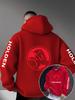 Classic Circular Lion Logo Men Hip Hop Sports Hoodie Letter Print On Both Sleeves Front And Back Dual Pattern Loose Oversized Street Sweatshirt