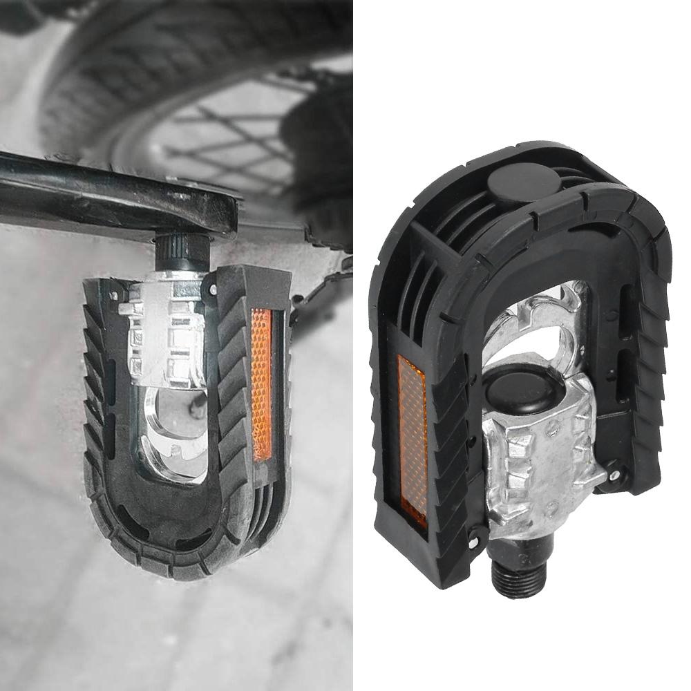 1Pair Aluminum Alloy Mountain Bike Pedals Labor-saving With Safety Reflective Sheet Folding Pedal Bike Cycling Replacement Parts