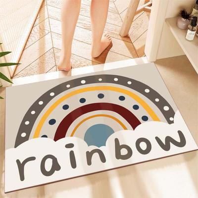 Diatom Mud Floor Mat Household Water Washable Bathroom Anti Slip Mat Cartoon Rainbow Bathroom Absorbent Mat