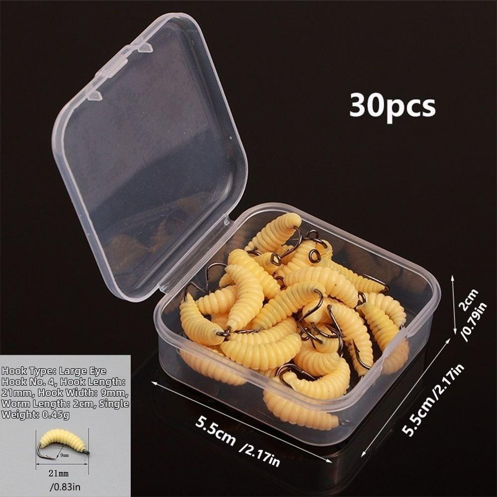 30Pcs/Box Soft Material Simulation Breadbug Lures Artificial Worms Freshwater Fishing