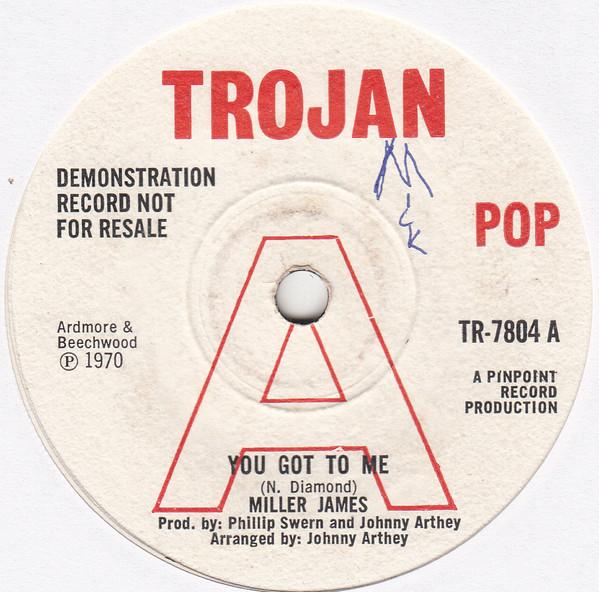 

7-дюймовая пластинка MILLER JAMES - You Got To Me TR7804PROMO Trojan Records 1970 UK Регги, Ска и Даб Б/У