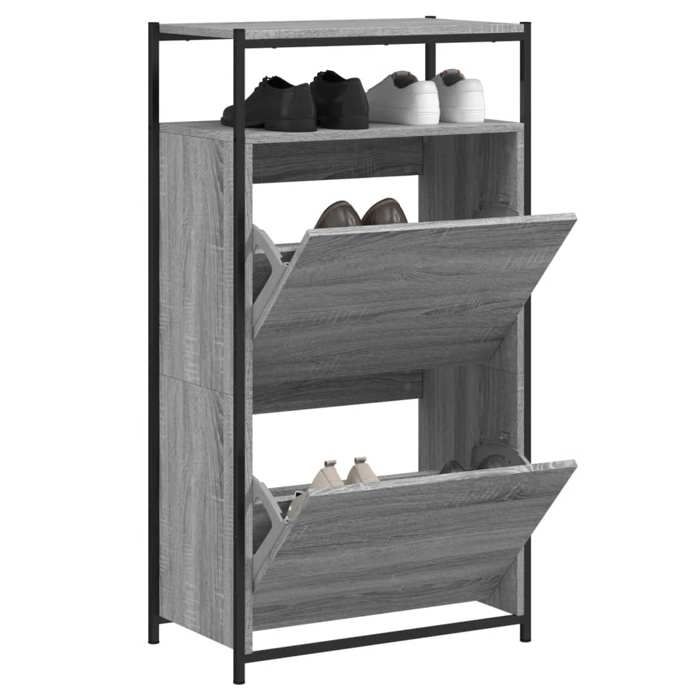 VidaXL Shoe Cabinet Sonoma Grey 60x34x112 Cm Engineered Wood 840032